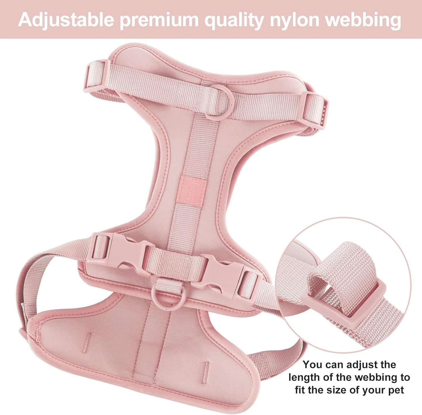 Wisedog No Pull Lightweight Dog Vest Harness with Soft and Comfortable Cushion, Breathable Mesh, for Small Medium Large Dogs Walking (M(Neck: 11.81"-18.11";Chest: 18.11"-27.95"), Gossamer Pink)