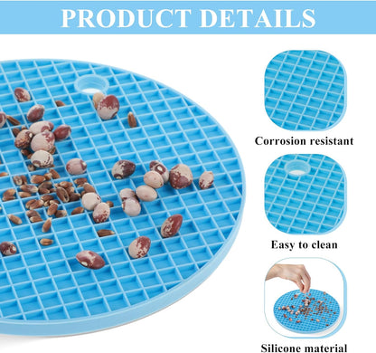 2Pcs Bird Foraging Mats, 6.3" Silicone Foraging Toys for Birds Enrichment-Foraging Toys for Parakeets, Cockatiels and Small Birds (Green/Light Blue)