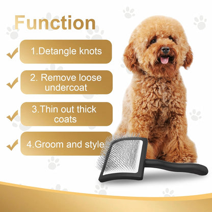 Dog Slicker Brush for Doodle Grooming,Dog Brush for Poodles,Long Pin Haired Pet Slicker Brush for Goldendoodles, Labradoodles,Bernedoodles (Black)