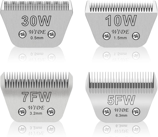 Pet Dog Grooming Detachable Wide Blades Kit,Compatible with Andis,Oster A5,Wahl KM10 Clippers,Cut Length 1/50"(0.5mm) to 1/4" (6.3mm),30W+10W+7FW+5FW