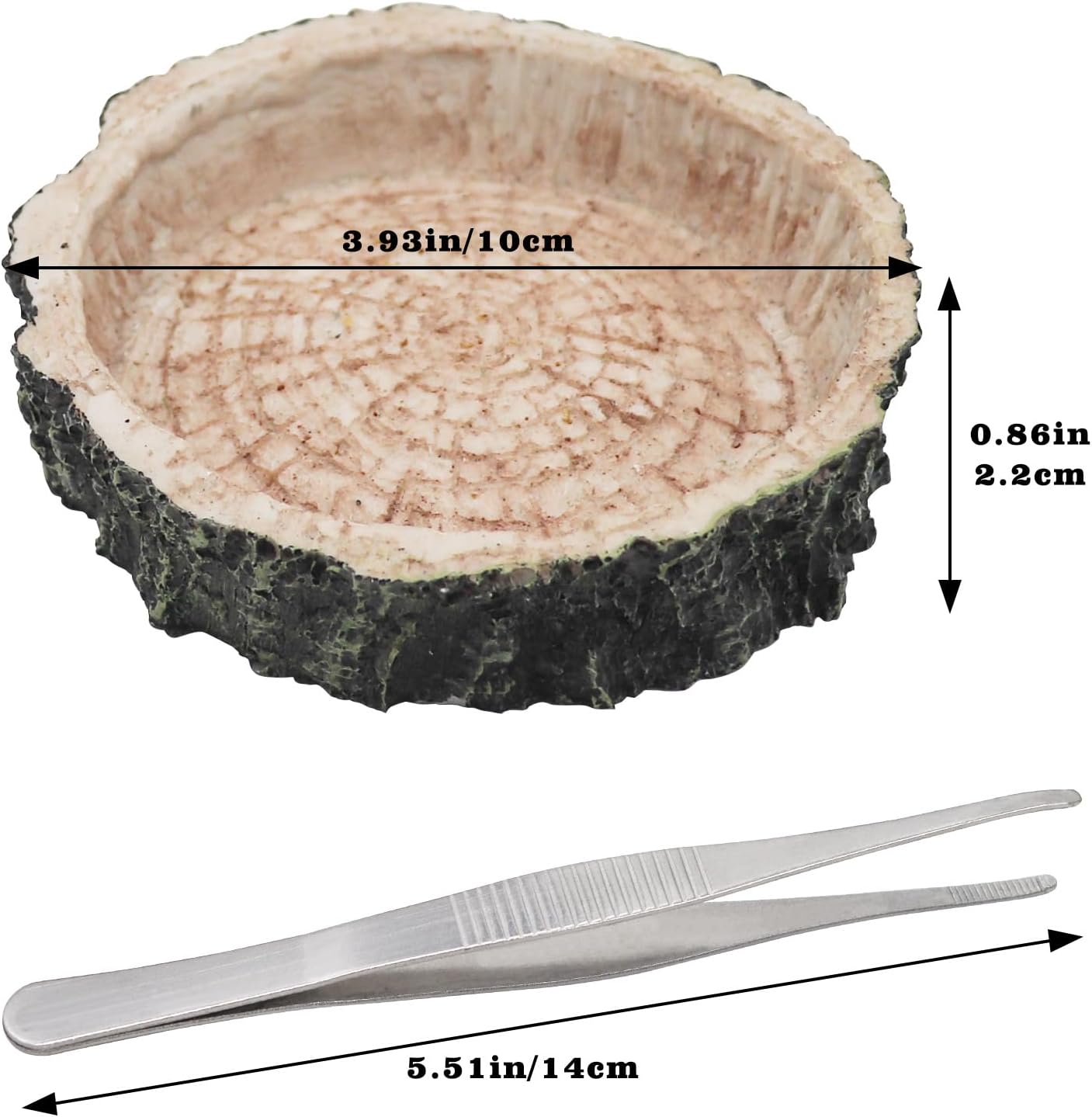 3 Pack Resin Reptile Dish for Food and Water with Tweezer, Hermit Crab Accessories, Hermit Crab Supplies, Hermit Crab Water Bowl, Habitat Accessories for Hermit Crab, Bearded Dragon, Gecko, Tortoise