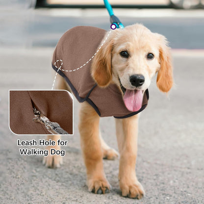 ROZKITCH Dog Fleece Sweater, Pet Windproof Warm Cold Weather Jacket Vest Cozy Jumpsuit Apparel Outfit Clothes for Walking Hiking Travel Sleep Brown L