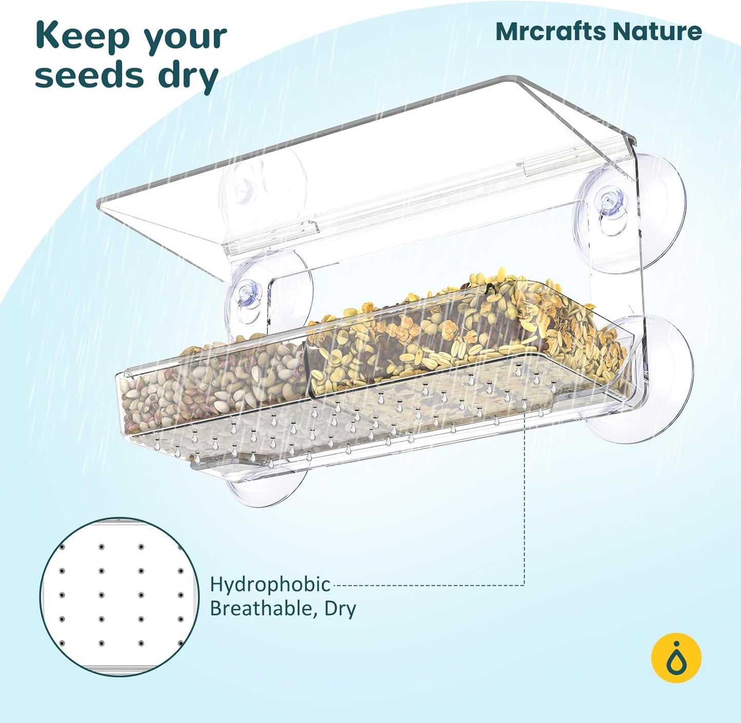 Window Bird Feeder with Strong Suction Cups, Clear Window Bird feedersfor Viewing, Cardinal Bird Feeders for Outside, Unique Gift