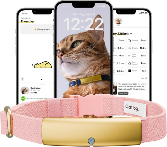 Health Tracker for Cats - Smart Cat Collar with Safety Breakaway Buckle for Indoor Cats, Wellness Alerts, Real-time Monitoring (Sakura,XXL)