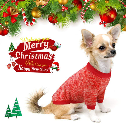 Idepet Pet Dog Classic Knitwear Sweater Soft Fleece Coat Thickening Warm Dogs Shirt Winter Pet Dog Cat Clothes Puppy Customes Clothing for Small Dogs(M,Orange Red)
