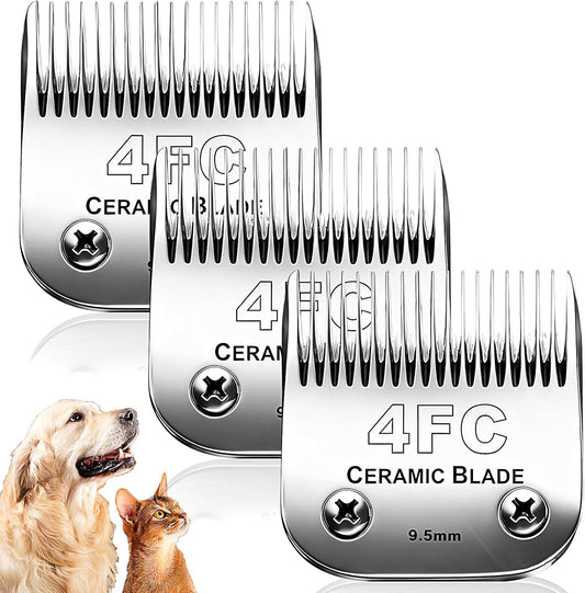 Dog Grooming Replacement Blades Compatible with Andis Dog Clipper, Dog Clipper Blades Compatible with Oster A5,Wahl KM-10 Series Dog Clipper, 4FC Blades (9.5mm)
