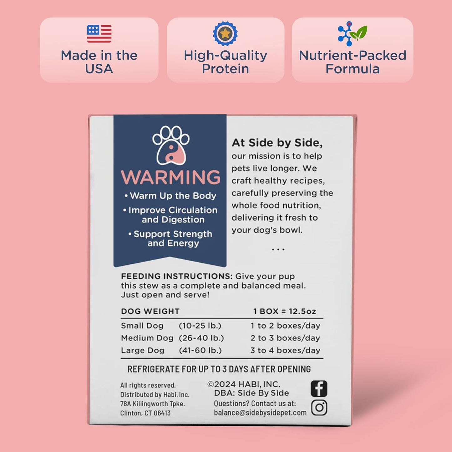 Side by Side Chicken & Lamb Stew - Warming Wet Dog Food & Dog Food Topper for All Breeds - Made with Nutrients & Whole Raw Ingredients - No Artificial Additives or Fillers - USA Made (12.5 oz, 3-Pack)