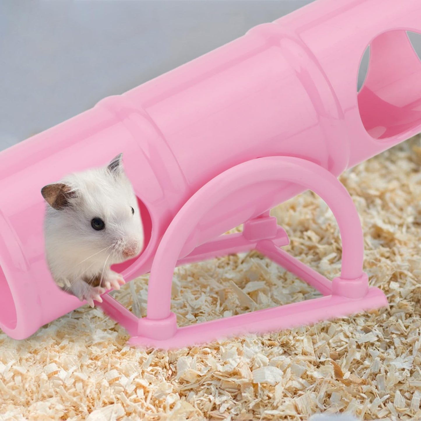 Hypeety Hamster Plastic Seesaw Tunnel Toy Hamster Mouse Hollow Tunnel Tube Toy Funny Exercise Gym Playground for Hmaster Dwarf Gerbil Small Pets (Pink)