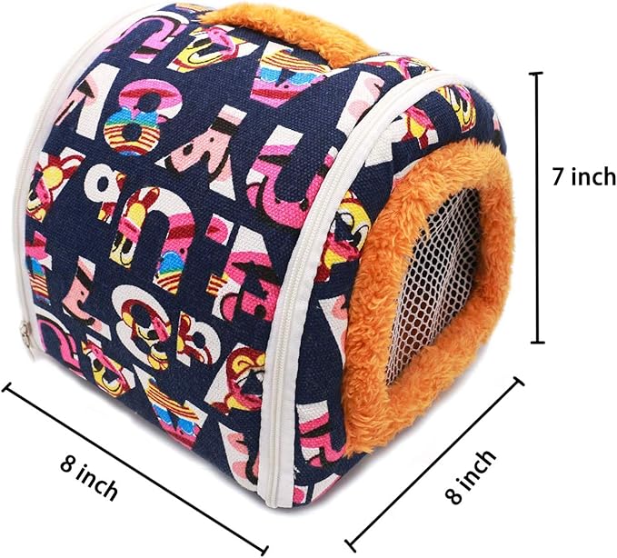 KAMEIOU Soft Small Animal Pet Chinchilla Hamter Small Guinea Pig Hedgehog Carrier Bag with Portable Handle and Detachable Shoulder Strap 8 x 8 Inches Warm Small Pet Carrier Pounch Bag