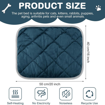 4 Pack Self Heating Cat Pad Self Warming Dog Mat Reflects Body Heat Extra Warm Thermal Pet Pad Washable Dog Cat Bed Crate Bed Mat Blanket (Dark Blue,16 x 20 Inch)