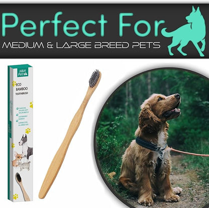H&H Pets Bamboo Toothbrush Set for Dogs and Cats - Ultra Soft Bristles & Biodegradable Wooden Toothbrush, Puppy Supplies, Dog Dental Set, Eco-Friendly Pet Supplies (Large; 8-Count Pack)