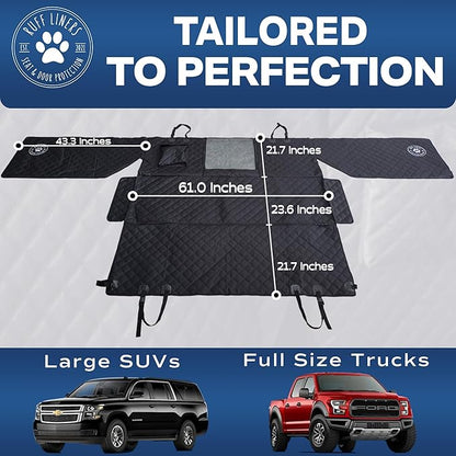 Ruff Liners Large Dog Seat Cover, Black – As Seen on Shark Tank – Back Seat Protector for Full-Size Trucks – Waterproof, Machine-Washable, Touch Fasteners, & Belt Slots – Heavy-Duty Dog Hammock