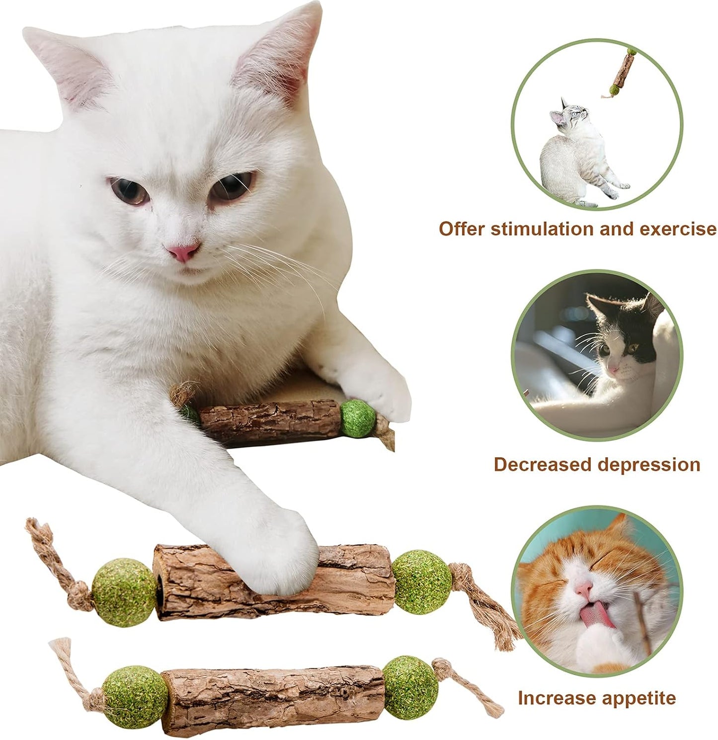 Silvervine Sticks Catnip Toys for Cats, 3 Pack, Interactive Indoor Cat Toy for Teeth Cleaning, Natural Matatabi Chew Treat for Aggressive Chewers