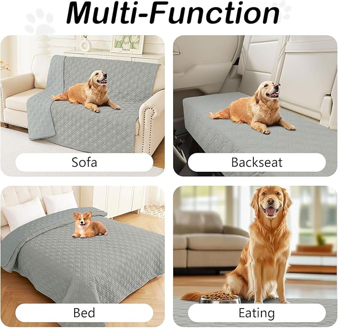 hyha Waterproof Dog Bed Blanket, Soft Pet Blankets, Waterproof Couch Cover for Dogs, Reversible Sofa Covers Washable for Furniture (68x82 Inch, Grey/Grey)