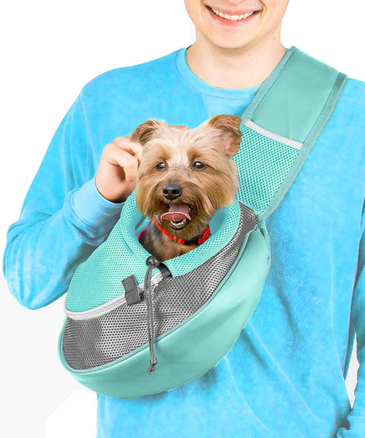 Pet Sling Carrier - Carefully Sized for Teacup & Toy Breed Puppies & Cats (Under 6lb) - Soft Pouch for Small Dogs, Yorkies, Chihuahuas - Ideal for Hands-Free Doggy Travel & Walks (Teal)