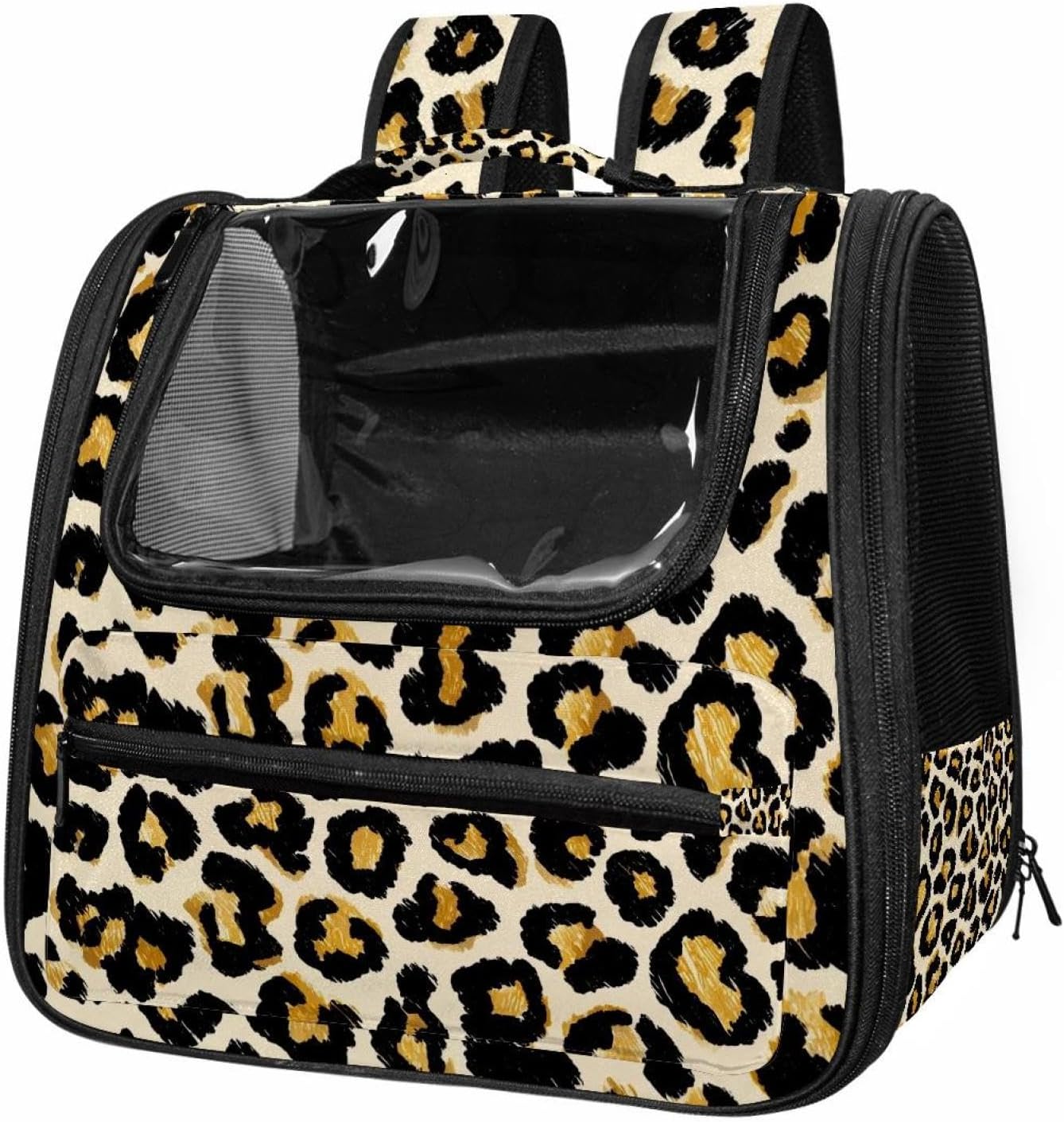 Modern Classic Leopard Print (1) Cat Backpack Carrier, Large Pet Backpack for Medium Small Dog Cat Puppy Kitty Bunny