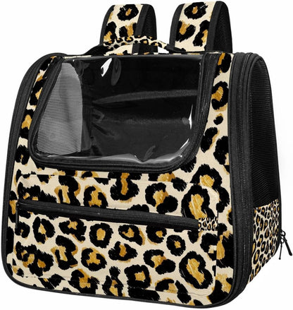 Modern Classic Leopard Print (1) Cat Backpack Carrier, Large Pet Backpack for Medium Small Dog Cat Puppy Kitty Bunny