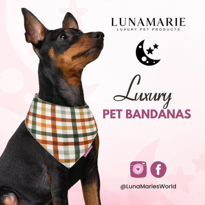 LunaMarie - Luxury Pet Birthday Bandanas -Premium & Silky Poly Fabric | 100% Handmade | Custom Shape Dual Layered (Autumn, Small)