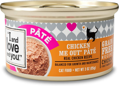 I and love and you Wet Cat Food - Chicken Me Out Pâté - Chicken Recipe, Grain Free, Filler Free, 3oz Pack of 24 Cans