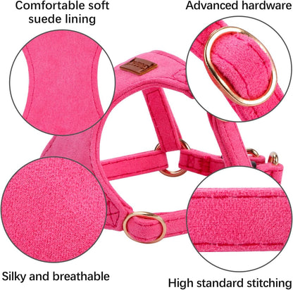 No Pull Dog Harness- Lightweight, Soft, Adjustable Small Harness Collar and Leash Set, Suitable for Cats Puppy Small and Medium-Sized Dog Outdoor Training and Running (hotpink, XS)
