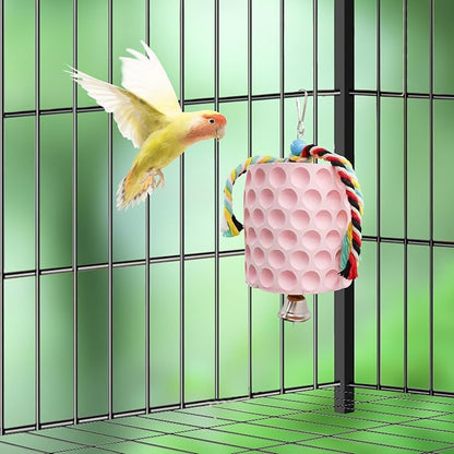 Bird Beak Grinding Stone, Parrot Chew Toys with Bells, Bird Toys, Cage Accessories for African Grey, Amazon Parrots, Budgies, Cockatiels, Lovebirds, Conures, Quakers, Small to Medium Birds