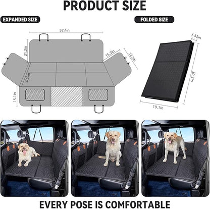 YJGF Dog Back Seat Extender for Truck,Truck Seat Cover Back Seat,Dog Hammock for Truck,Pet Seat Covers for Dogs,Hard Bottom Seat Extender for Dogs,Dog Seat Cover for F150/RAM1500/Silverado (Black)