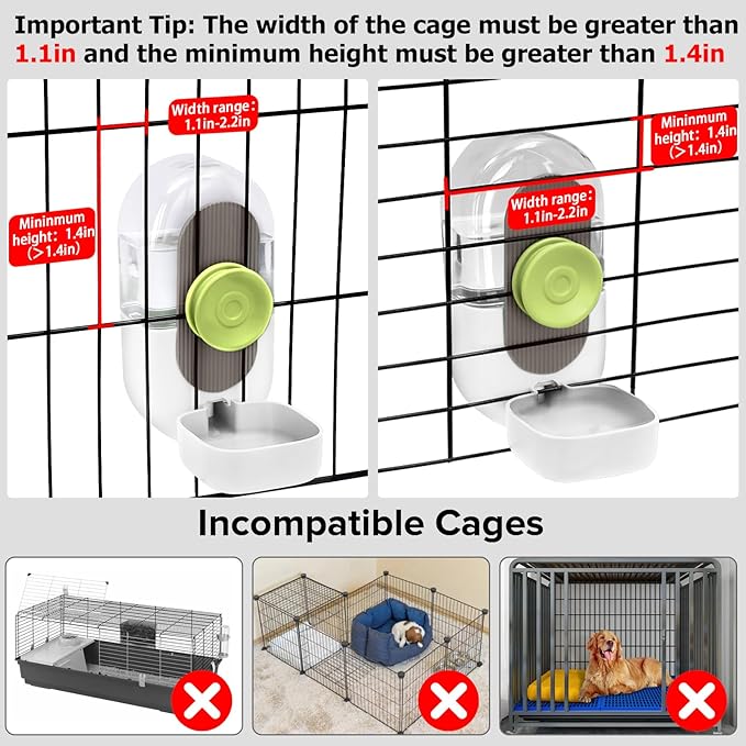 Rabbit Water Bottle,Hanging Automatic Water Dispenser for Cage (White, 28oz)