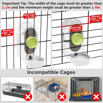 Rabbit Water Bottle,Hanging Automatic Water Dispenser for Cage (White, 28oz)