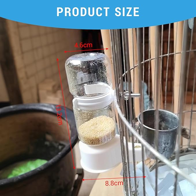 2PCS Parakeet Water Dispenser, 4.73 Fl Oz Automatic Bird Water Bottle Feeder for Cage