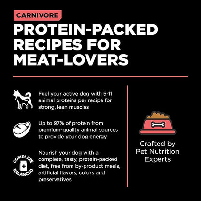 Go! Solutions Carnivore, Grain-Free, Protein Rich Dry Dog Food, Salmon and Cod Recipe, 22 lb Bag
