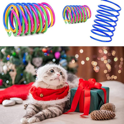 Cat Spring Toys, Bouncy Coil Kitty Cats Spiral Spring Toy for Indoor Cats Heavy Interactive Cat Toys Springy Chew Toys Colorful Springs Cat Toy for Biting, Swatting, Hunting Entertainment Kitten Toys