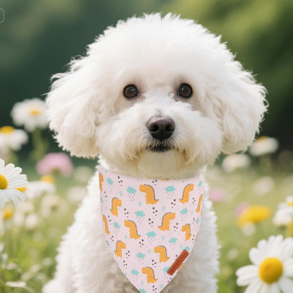ADOGGYGO Dinosaur Dog Bandanas, Colorful Dino Pattern Pet Scarf, Premium Soft Fabric, Adjustable Fit Dinosaur Bandanas for Small Dogs (Small)