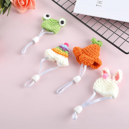 Thinp 4 Pcs Knitted Hats for Small Animals - Cute Tiny Hamster & Guinea Pig Hats with Adjustable Strap - Snake, Rainbow Bunny & Carrot Themed