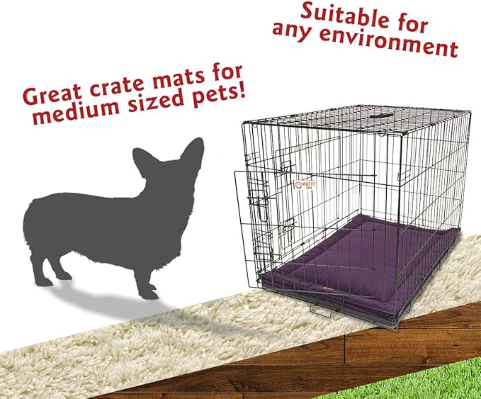 Majestic Pet Orthopedic Memory Foam Dog Crate Mat - Plush Pet Bed Pad for Crates & Kennels | USA Crafted | 36"x23" Villa Aubergine