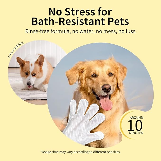 MIOSSZI 40 PCS Pet Gloves Wipes for Dogs & Cats Wipes Cleaning Deodorizing Hypoallergenic No-Rinse Pet Grooming Wipes Unscented Extra Thick Bathing Wipes for Pet Dry Cleaning Daily Care and Travel