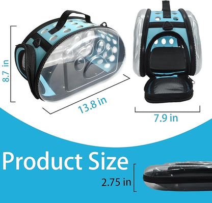 Carrier Bag for Guinea Pig,Portable Small Animal Carriers Pouch,Outgoing Rabbit Travel Carrying Case with 10PCS Disposable Underpads Breathable & Transparent for Hamster Bird Squirrel