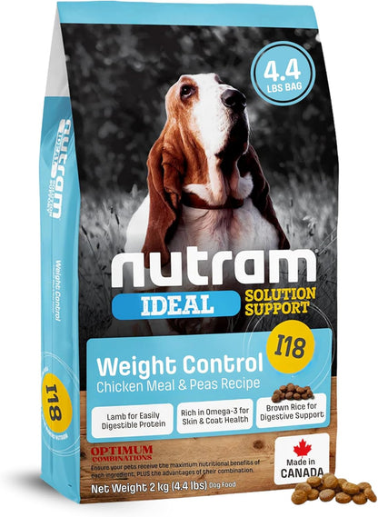 I18 Healthy Weight Management Dry Dog Food | High Protein, Low Fat Chicken Meal & Peas Kibble | Muscle Builder Formula for All Breeds (4.4 Pounds)
