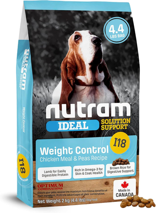 I18 Healthy Weight Management Dry Dog Food | High Protein, Low Fat Chicken Meal & Peas Kibble | Muscle Builder Formula for All Breeds (4.4 Pounds)