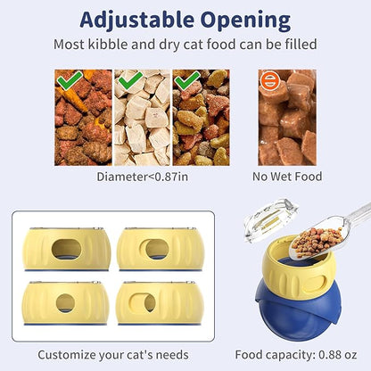 Interactive Cat Toys Treat Puzzle - for Indoor Cats Weight Loss Wobble Tumbler Feeder Food Dispenser, Fun Sliding Rolling, Enrichment Portion Control Slow Feeder for Kittens & Adult Cats