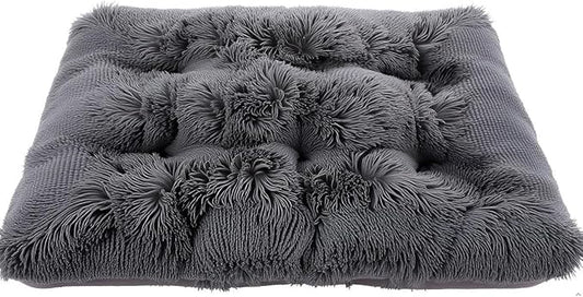 Fluffy Small Dog Bed, Washable Warm Winter Heated Calming Dog Crate Bed for Small Size Dogs, Supportive Plush Crate Pad for Dogs(18 * 12", Dark Grey).