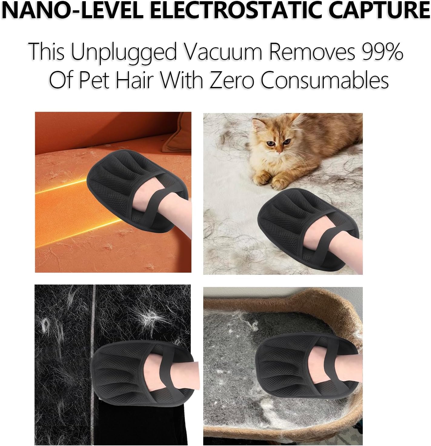 Pet Hair Removal Glove for Dogs & Cats - Reusable Magic Brush pet Hair Removal Tool（1pcs）