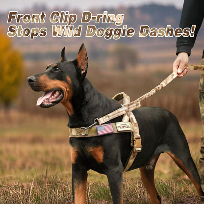 Forestpaw No Pull Dog Harness with Large Handle,Slip on Reflective Vest with Quick Release Buckle,Comfortable Flannel Lining for Medium Large Dogs Walking Training (Includes 3 Patches),Brown Camo M