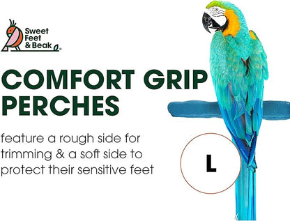 Sweet Feet and Beak Comfort Grip Safety Perch for Bird Cages - Pedicure Perch for Birds to Keep Nails and Beaks in Top Condition - Safe Easy to Install Bird Cage Accessories - L 13"