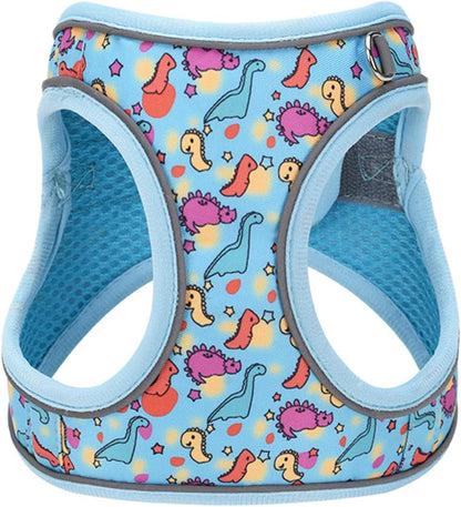 Step in Dog Harness No Pull Dinosaur Adjustable Soft Mesh Padded Reflective Pet Vest Harness and Leash Set for Small Medium Dogs