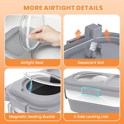 25-28lbs Dog Food Storage Container, Collapsible Dog Food Container, Wheels, Handle, Airtight Pet Food Storage Container, Scoop, Small Dry Container For Dog Cat Bird Food