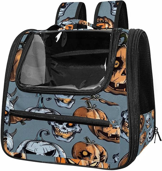 Pumpkin Helloween5 Pet Cat Backpack Carrier for Kitty Small Dog, Ventilated Pet Carrier Bag for Car, Walking, Hiking, Outdoors