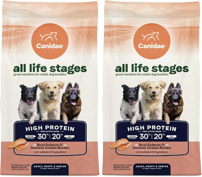 CANIDAE All Life Stages High Protein Dry Dog Food, Salmon & Ancient Grains Recipe, 4 lbs. (Pack of 2)