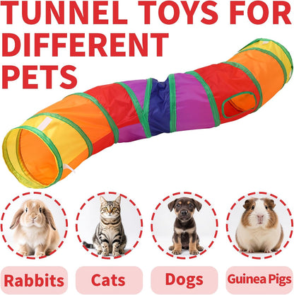 Pet Cat Tunnel, S-Shape Tunnels for Indoor Cats, Collapsible Pet Tunnel for Kitten, Puppy, Rabbit, 25cm-Wide Tunnels, Durable & Breathable, with Peek Hole Toy Ball