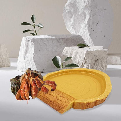 Hermit Crab Pool, Resin Reptile Water Bowl & Bathing Dish, Aquarium Tank Cage Habitat Accessories for Small to Medium Hermit Crab Turtles Lizard Frog Gecko Bearded Dragon