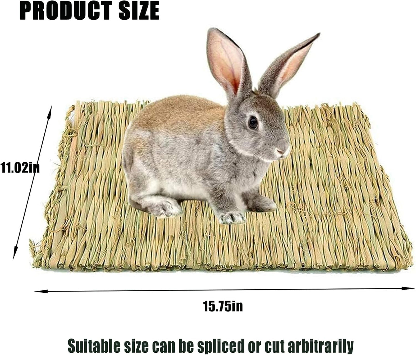 Hamiledyi Rabbit Grass Mat 15.75"x11" Large Natural Woven Hamster Grass Bed Nest Small Animal Handmade Bedding Hay Mat Chewing Play Toy for Guinea Pig Chinchilla Rabbit Squirrel Hedgehog(6 Pack)